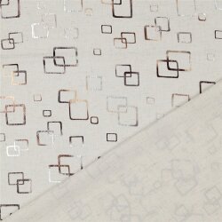 Leinen Viskose bronzene Quadrate  - creme