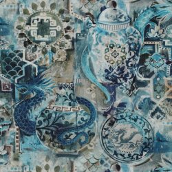 Canvas Digital orientalische Kunst - petrolblau