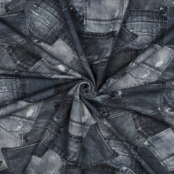 Baumwolljersey Digital Jeanshosentaschen - dunkelblau