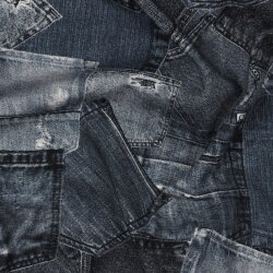 Baumwolljersey Digital Jeanshosentaschen - dunkelblau
