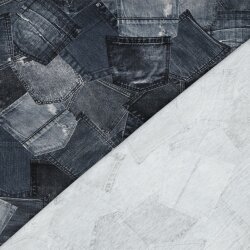 Baumwolljersey Digital Jeanshosentaschen - dunkelblau