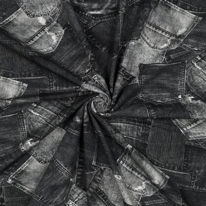 Baumwolljersey Digital Jeanshosentaschen - dunkelgrau