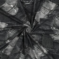 Baumwolljersey Digital Jeanshosentaschen - dunkelgrau
