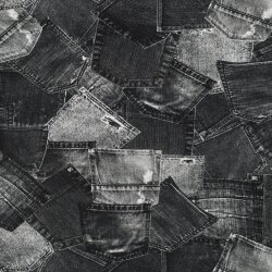 Baumwolljersey Digital Jeanshosentaschen - dunkelgrau