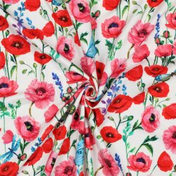 French Terry Digital Blumen - weiß