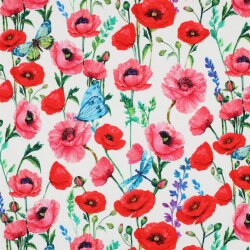 French Terry Digital Blumen - weiß
