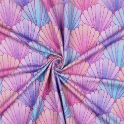 French Terry Digital SEASHELLS - lila