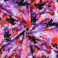 French Terry Digital Blumen - lavendel