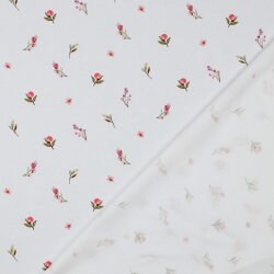 Baumwolljersey Digital Blumen - weiß