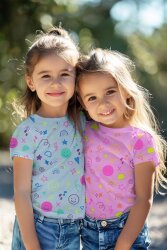 Baumwolljersey Neon Kritzelei - softpink