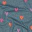 Baumwolljersey Neon Herzen - rauchblau meliert