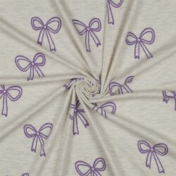 Baumwolljersey Glitzer Schleifen - creme meliert