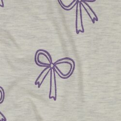 Baumwolljersey Glitzer Schleifen - creme meliert