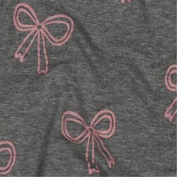 Baumwolljersey  Glitzer BOWS - mittelgrau meliert