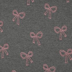 Baumwolljersey  Glitzer BOWS - mittelgrau meliert