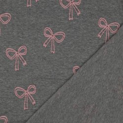 Baumwolljersey  Glitzer BOWS - mittelgrau meliert