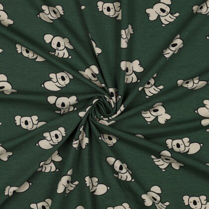 Baumwolljersey Organic Koalas - dunkelgrün