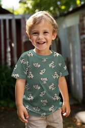Baumwolljersey Organic Koalas - dunkelgrün