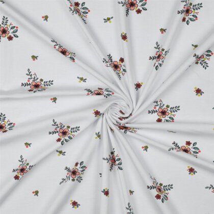 Baumwolljersey Organic Blumen - weiß