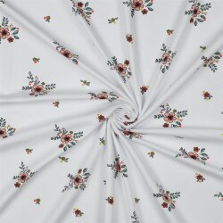 Baumwolljersey Organic Blumen - weiß