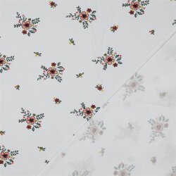 Baumwolljersey Organic Blumen - weiß