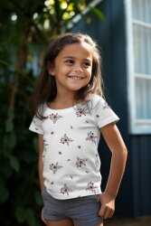 Baumwolljersey Organic Blumen - weiß