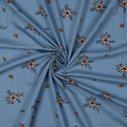 Baumwolljersey Organic Blumen - hellblau