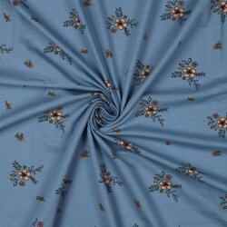 Baumwolljersey Organic Blumen - hellblau