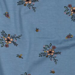 Baumwolljersey Organic Blumen - hellblau