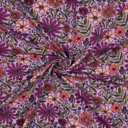 Baumwolljersey Blumen - lavendel