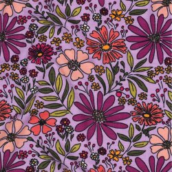 Baumwolljersey Blumen - lavendel