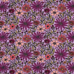 Baumwolljersey Blumen - lavendel