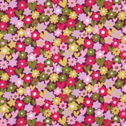 Baumwolljersey Blumenmeer - grün/pink