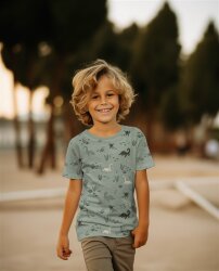 Baumwolljersey Wasser Dinos - creme meliert