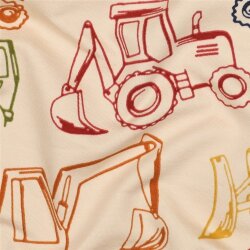 French Terry gezeichnete Baufahrzeuge - hellsand