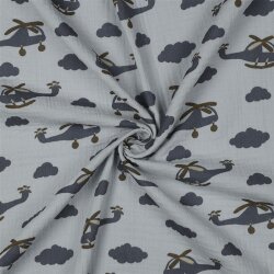 Musselin HELICOPTERS - hellblau