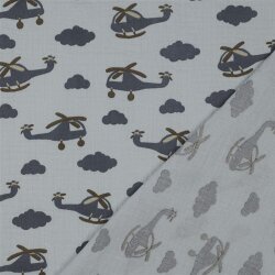 Musselin HELICOPTERS - hellblau