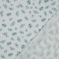 Musselin Organic Digital Safaripflanzen - weiss