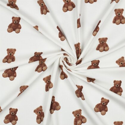 Baumwolljersey Organic Digital Teddy Bär - creme