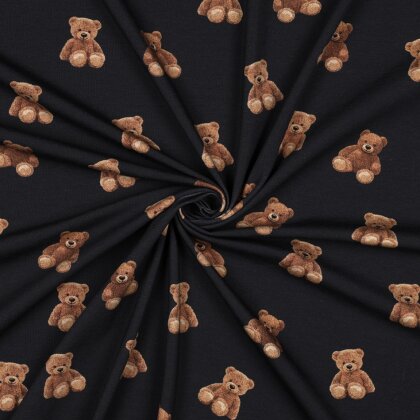 Baumwolljersey Organic Digital Teddy Bär - dunkelblau