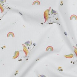 Baumwolljersey Organic Digital Einhörner - weiß