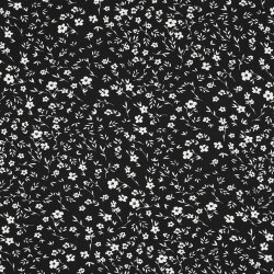 Polyesterjersey Blumen - schwarz