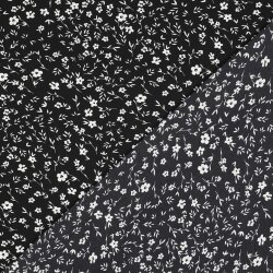 Polyesterjersey Blumen - schwarz
