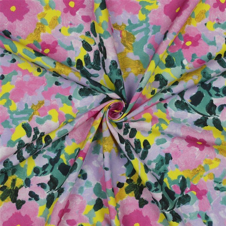 Viskose Lenzing 100% EcoVera™ Digital rosa Blumen - lavendel