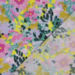 Viskose Lenzing 100% EcoVera™ Digital rosa Blumen - lavendel