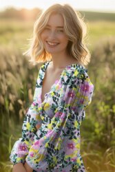 Viskose Lenzing 100% EcoVera™ Digital rosa Blumen - lavendel