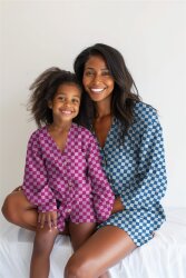 Musselin Doppelseitig Kariert - jeansblau