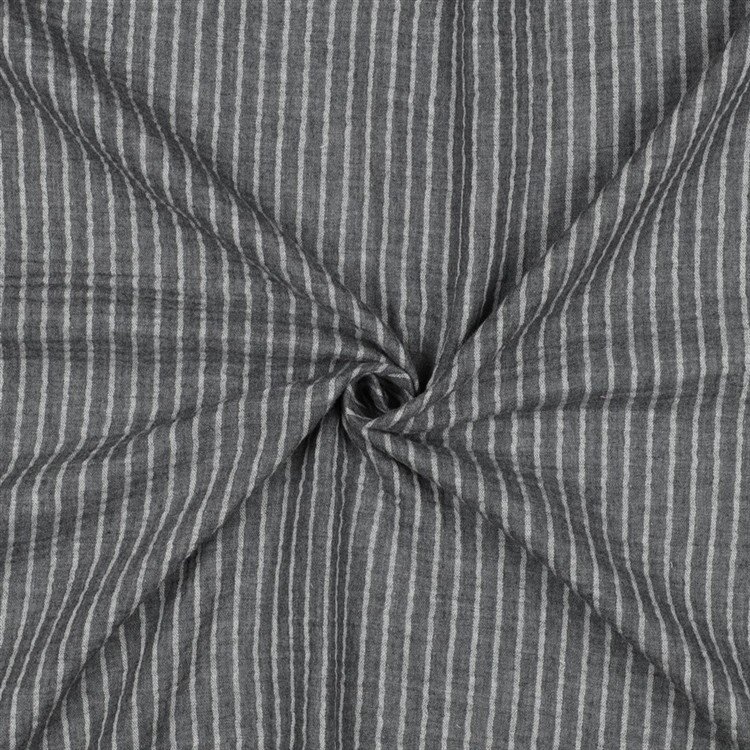 Musselin Gestreift - dunkelgrau