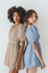 Musselin Gestreift - taupe