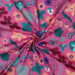 Feine Baumwollpopeline Digital MEADOW FLOWER NERIDA HANSEN - PINK